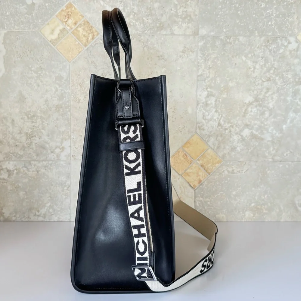 Michael Kors Cooper XL Commuter Structure d Tote Shoulder Bag Natural/Black